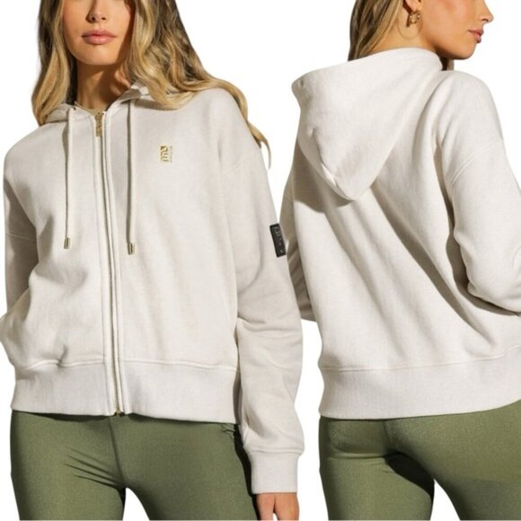 P.E Nation Reset Jacket Zip-Up Hoodie Cream Athleisure Sweatshirt - Picture 1 of 11